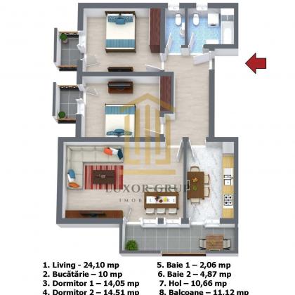 Apartament 3 camere | Etaj intermediar | Total decomandat