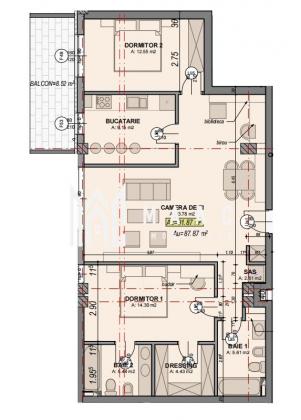 Direct dezvoltator | Apartament 3 camere | 88 mpu | Etaj 2